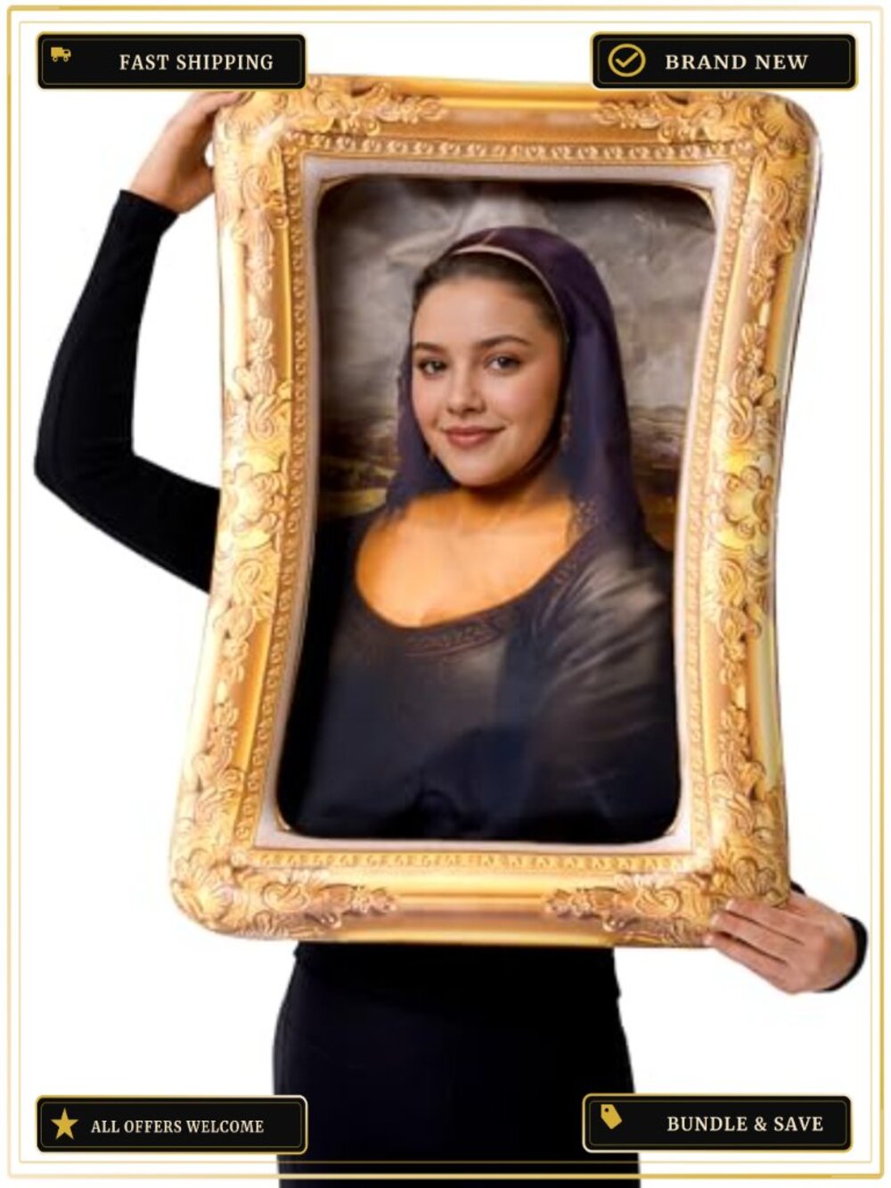 Renaissance Mona Lisa Inflatable Frame Halloween Costume Adult Funny Cosplay